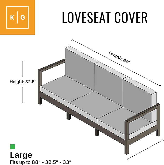KHOMO GEAR Outdoor Couch Cover Patio Furniture Covers Waterproof Loveseat Cover Sofa Lounge Cover - Brown (88” x 32.5”x 33”)