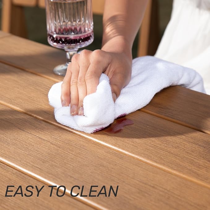 ZHUSI Outdoor Dining Table HDPE Material (Teak, 1 Table)