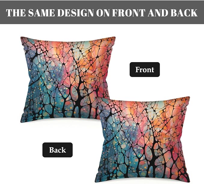 22x22 Inch Outdoor Pillow Covers Set of 2 Waterproof Throw Pillow Covers Decorative Couch Cushion Covers Abstract Colored Glass Square Pillowcases Protectors for Patio Garden Sofa
