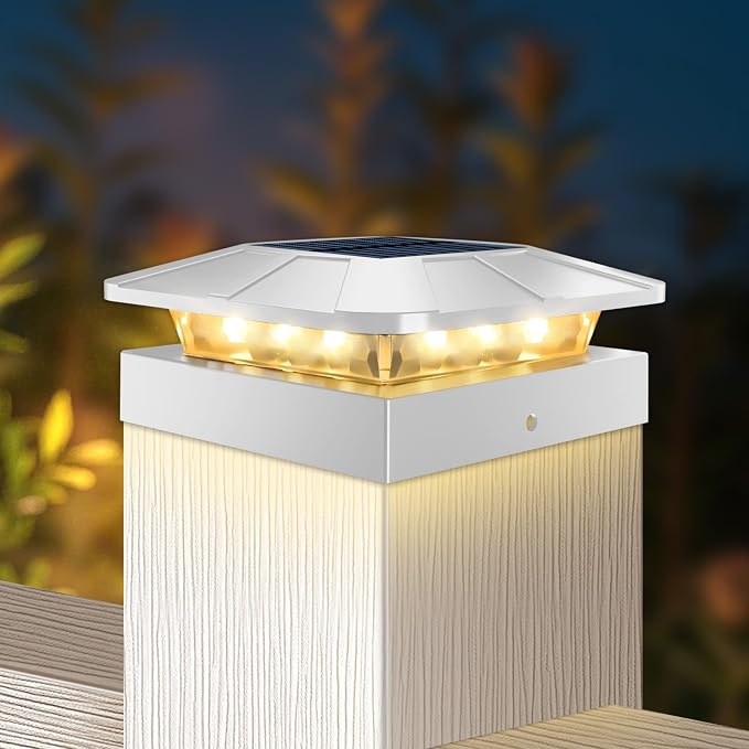 4x4 Solar Post Cap Lights Outdoor with 3 Lighting Modes, LED Post Light Solar Powered Waterproof, Fence Deck Lights for 4x4 3.5x3.5 Wood/Vinyl Posts
