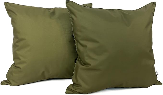 Pack of 2 Outdoor 20''x20'' Waterproof Olive Green Throw Pillow Covers Decorative Square Patio Pillows for Patio Furniture (Martini Olive)