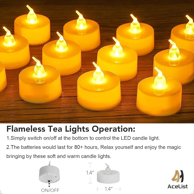AceList 30 PCS Luminary Bags with 30 PCS Flameless Candles Flickering Tea Lights Candles Battery Operated LED Tea Lights for Wedding Party Valentine's Day, Christmas Decoration - Meteor
