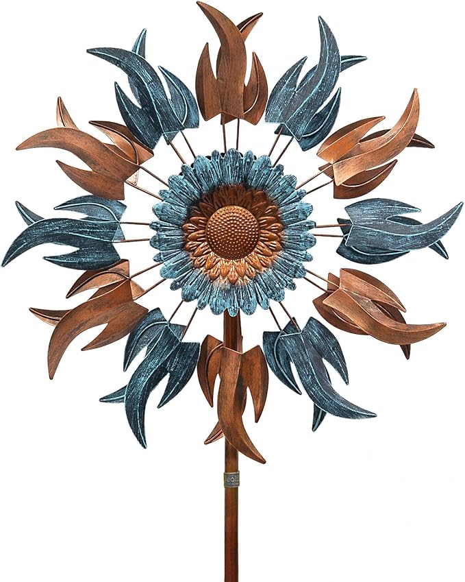 Wind Spinners Outdoor, 84" Large Metal Kinetic Wind Sculptures for Garden, Classic Yard Art with 2 Piece Welcome Flag Decoration