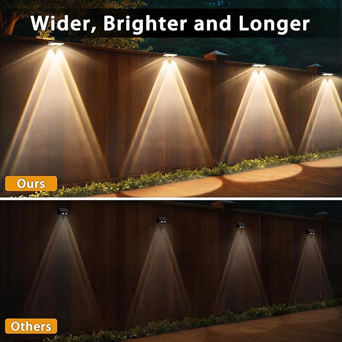 Solar Fence Lights Outdoor - 12 Pack RGB Fence Lights Solar Powered, 7 Color Modes & Warm White, IP67 Waterproof Dusk to Dawn Solar Powered Lights 12+ Hours for Fence/Backyard/Wall/Step/Patio/Deck