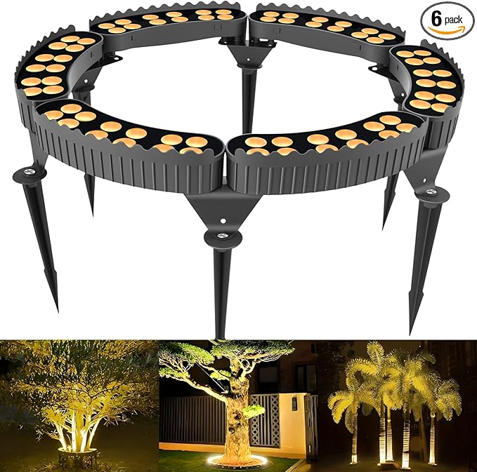 Outdoor Ring Tree Light,DC24V LED Tree Landscape Spotlight 3000K Warm White,IP67 Waterproof,Suitable for Palm Tree Lights 、Yard、Garden、 6Pack (Not Include DC24V Transformer)