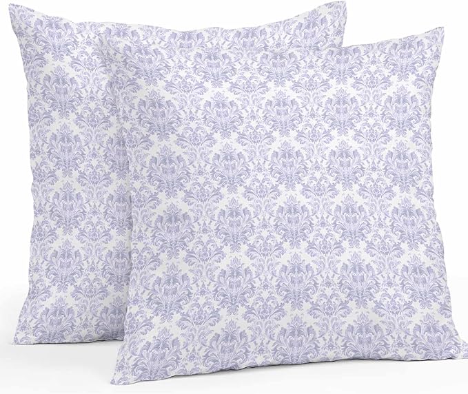 Purple Baroque Waterproof Outdoor Pillow Covers Set of 2 Home Decor, Chic Luxury Medallion Printed Flowe Pillowcase Patio Pillow Covers for Couch Bench Furniture Garden 18x18in