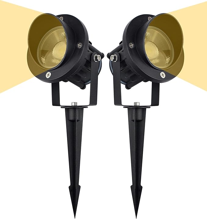 GBS9709 LED Landscape Spotlight with Stake, 9W 120V AC, Flag Spotlight Outdoor, Landscape Lights, 75 watt Replacement, 36" Cord with Plug, Metal Spike Stand, Not Dimmable (Pack of 2)