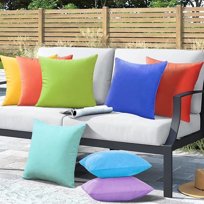 VAKADO Outdoor Waterproof Throw Pillow Covers 20X20 Set of 2 Decorative Purple Patio Furniture Cushion Cases Outside Decor for Couch Garden Bench Porch