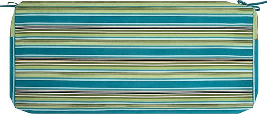 FUNHOME Outdoor Cushion Covers,42" x 18" x 3", No Insert! Patio Cushion Covers Replacement for Outdoor Furniture,Water Resistant Patio Bench Loveseat Covers 1 Pack, Green Stripe(Covers ONLY)