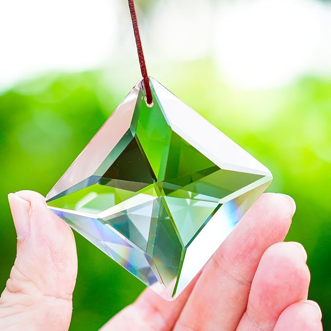 2PCS 50mm Clear Crystal Sun Catcher Prisms Rainbow Maker Suncatcher Hanging | Light Catcher for Windows, Balcony, Kitchen, Garden, Glass Ornaments For Christmas Tree