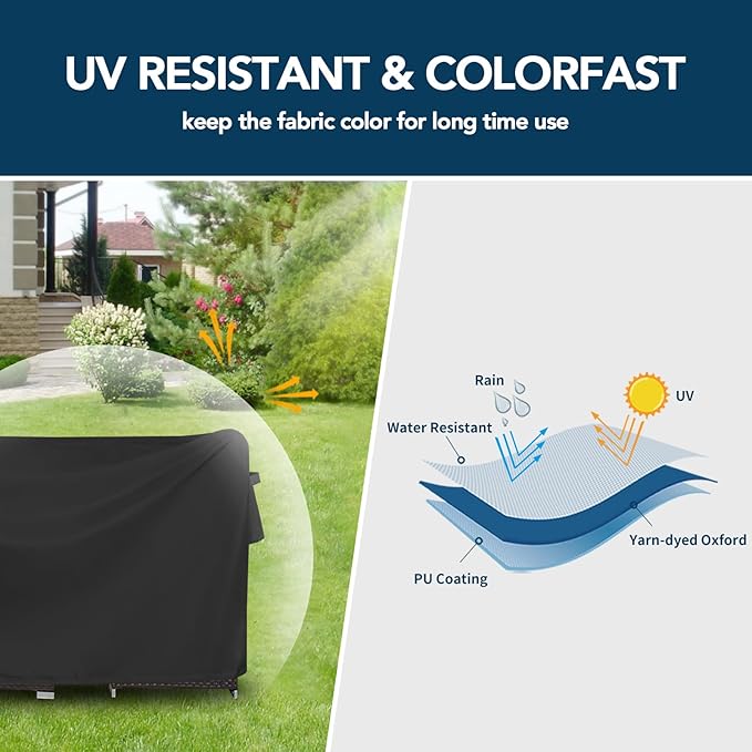 Easy-Going Round Patio Furniture Cover Waterproof Outdoor Dining Table and Chair Cover Anti-UV Outside Sectional Sofa Set Covers (72"DIA x 28"H, Black)