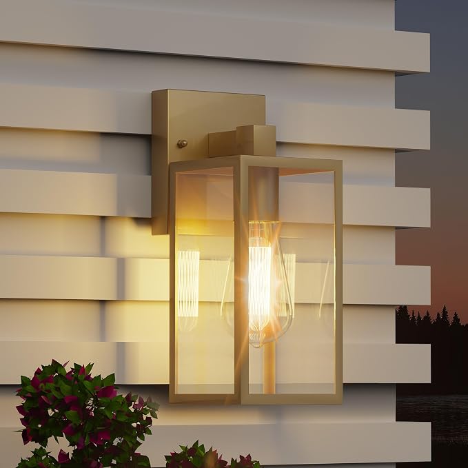 Outdoor Exterior Lighting Fixture for House, Waterproof Front Porch Lights | 10.65inch, Anti-Rust Metal Frame, Tempered Glass, E26 Base, Waterproof, Easy Install, Wall Sconce for Patio, Garage, Entryway