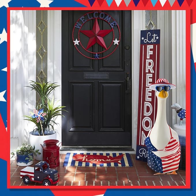 Patriotic Porch Goose Outfits for 23 Inch Statue | 4th of July Hawaiian Bikini Costume for Cement Statue, Summer Sculpture Clothes for Patio USA 250th Anniversary Decoration