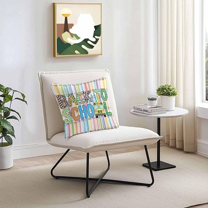 Outdoor Waterproof Throw Pillow Covers Set of 2 Back to School Pillowcases 20x20 Inches Crayon Truck School Season Decorative Pillows Cushion Case Patio Pillows for Couch Bed Chair Garden