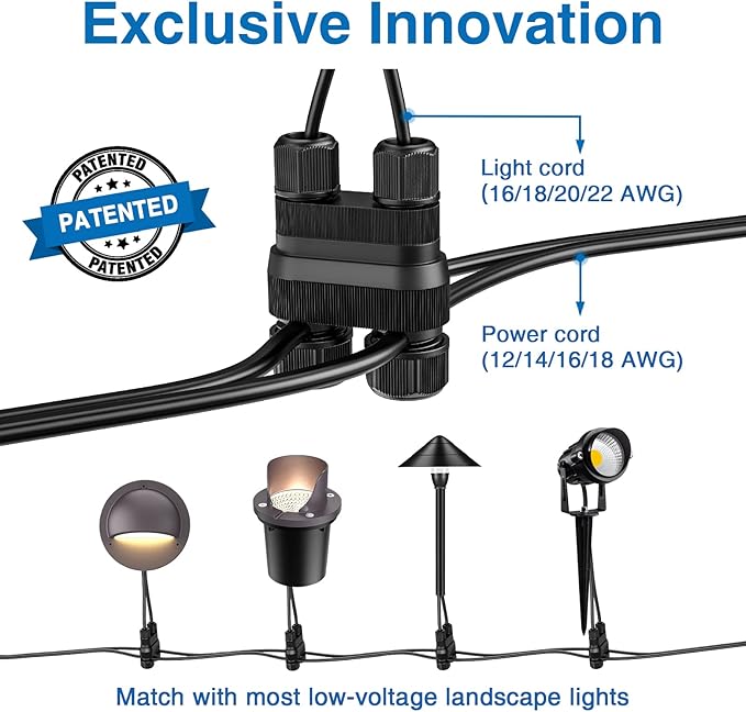 SUNVIE Fastlock2 Low Voltage Landscape Lighting Wire Connector Landscape Light Connectors Waterproof 12-18 Gauge Landscape Wire Connector for Outdoor Landscape Lighting Path Lights, 12 Pack