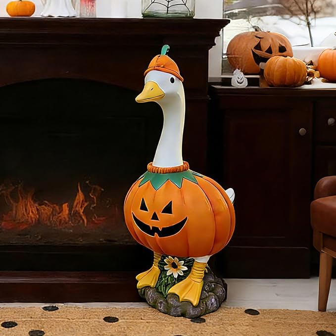 Porch Goose Statue Outdoor 20 Inch Large White Porch Goose Sculpture Décor for Home Garden Lawn Yard Patio Entryway Accent,Cute Resin Goose Figurine Gift for Mom Grandma Women