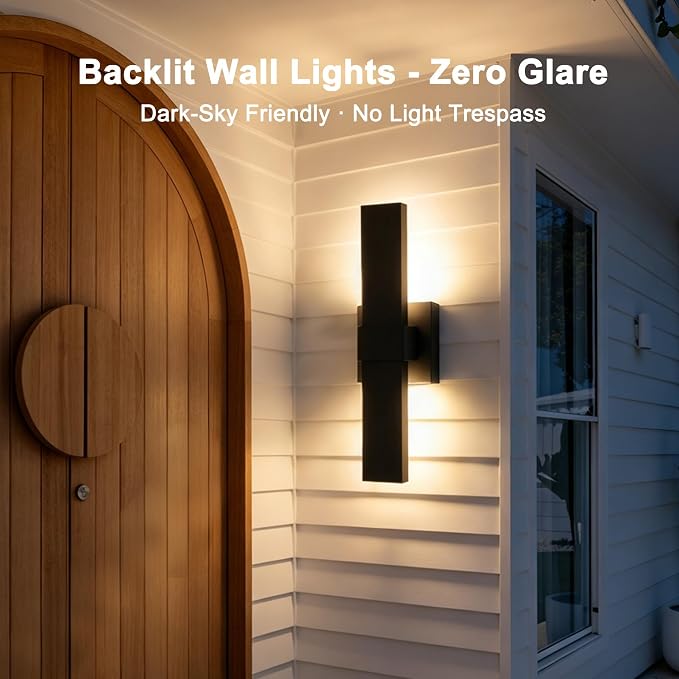 LamQee Aluminum 16 in Long Outdoor Wall Light Fixture, 3000K Integrated LED | Waterproof IP65, Modern Exterior Lights, Linear Outdoor Sconce, Wall Mount Outside Lighting, for House Porch Patio Garage