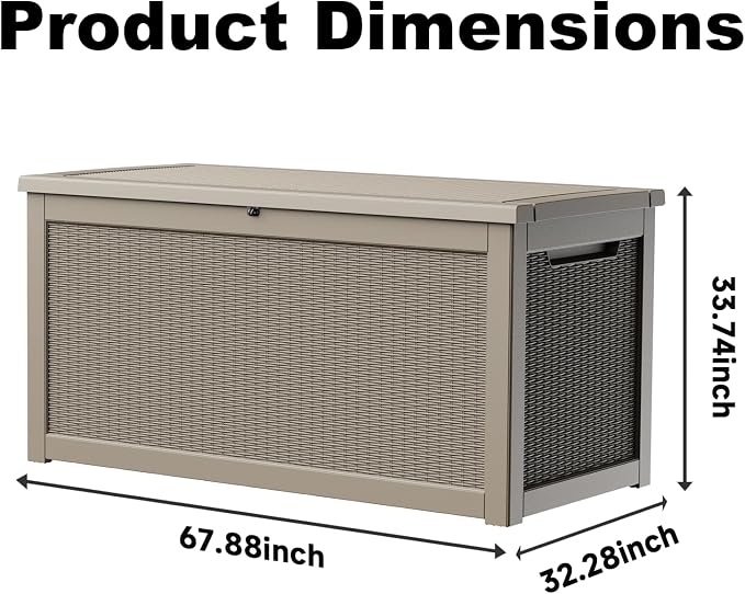 310 Gallon Lockable Outdoor Storage Box – Waterproof Resin Deck Box for Patio Furniture, Garden Tools, Pool Accessories (Gray)