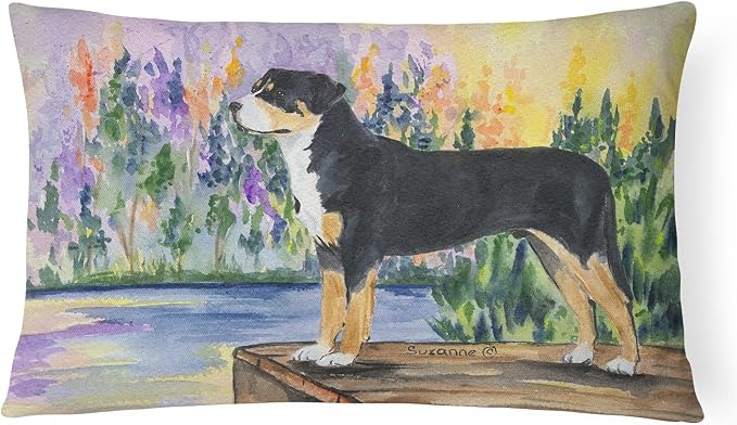 Caroline's Treasures SS8160PW1216 Greater Swiss Mountain Dog Canvas Fabric Decorative Pillow Machine Washable, Indoor Outdoor Decorative Pillow for Couch, Bed or Patio, 12HX16W
