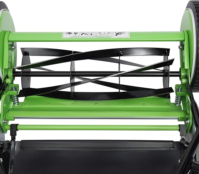 12-Inch Manual Push Reel Lawn Mower, 5-Blade Push Reel Mower Manual Adjustable Cutting Height, Used for Picking Up Leaves, Grass and Debris On Lawns, Sidewalks (Model-2)