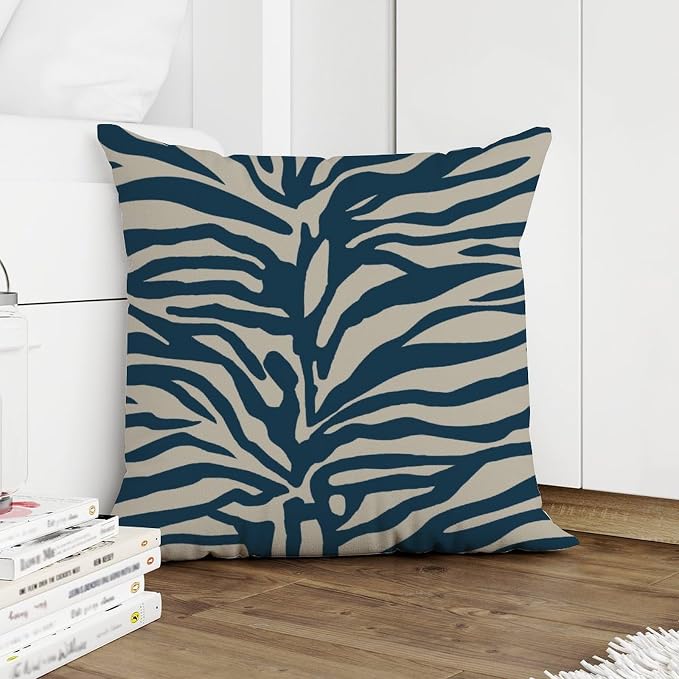 Cushion Cases Blue Tiger Print Pillowcase Abstract Animal Tiger Print Pillow Cover Accent Square Couch Sofa Cushion Covers for Patio Furniture Garden 18x18 in