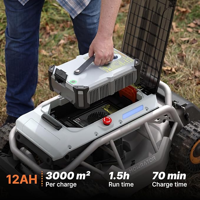 Mowrator S1 2WD 56V 12Ah Remote Control Lawn Mower, 45% (24°) Slope, Upgraded with Deformable Tires & Metal Hubcaps, 21" Steel Blade, 1.8–4.6" Height, Covers up to 0.75 Acre, Mulching Blade Included