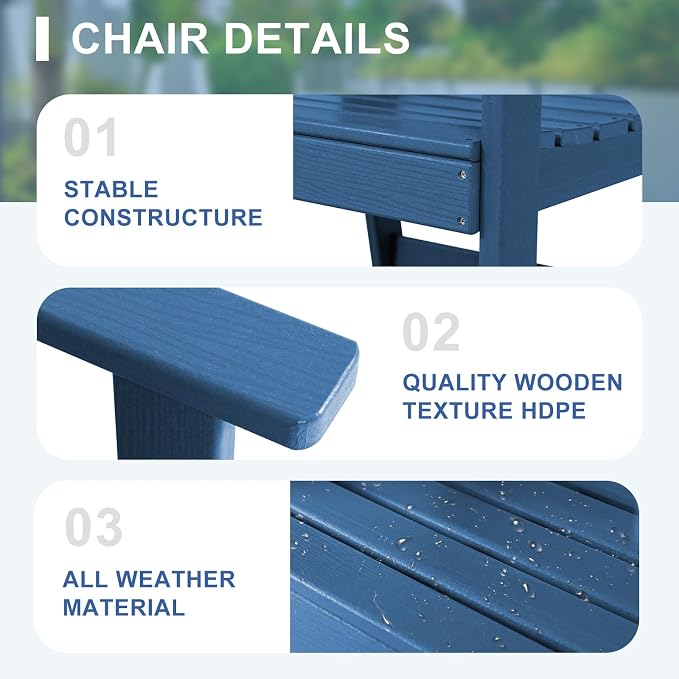 FUNBERRY Outdoor Dining Chairs Set of 2, HDPE Patio Chairs for Outside | Wood-Grain, HDPE All Weather, No Rot or Rust or Crack, UV Fade Shield, 330LBS Weight Capacity, Easy-Clean for Outside