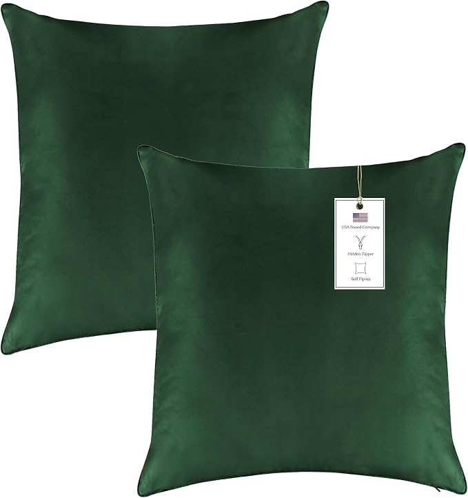 A1 HOME COLLECTIONS A1HC Luxurious Outdoor Waterproof Pillow Covers 20x20 Inches (Pack of 2, Timber Green), Throw Pillow Covers for Pool Areas, Garden, Sofa, Chairs, Beds, Tent, Patio