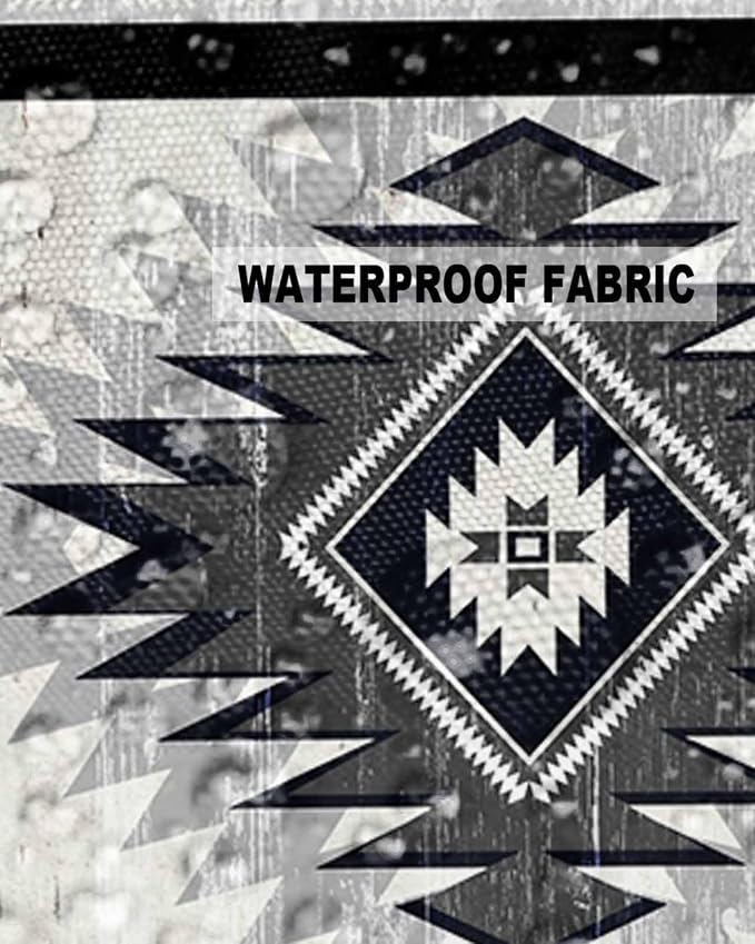Outdoor Waterproof Throw Pillow Covers Set of 2 Gray Boho Aztec Pillowcases 18x18 Inches Southwest Tribal Geometric Patio Decorative Pillows Cushion Case Patio Pillows for Couch Bed Chair Garden