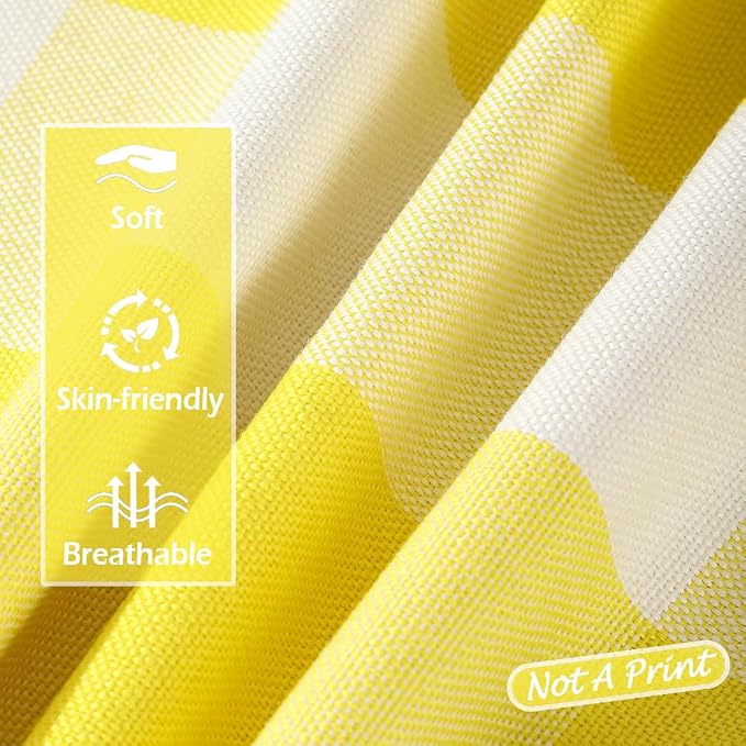 CARRIE HOME Yellow Plaid Throw Pillow Covers 20x20 Set of 2, Light Yellow Outdoor Checkered Decorative Couch Pillow Covers 20 x 20, Front and Back Porch Decor Pillows for Patio Furniture