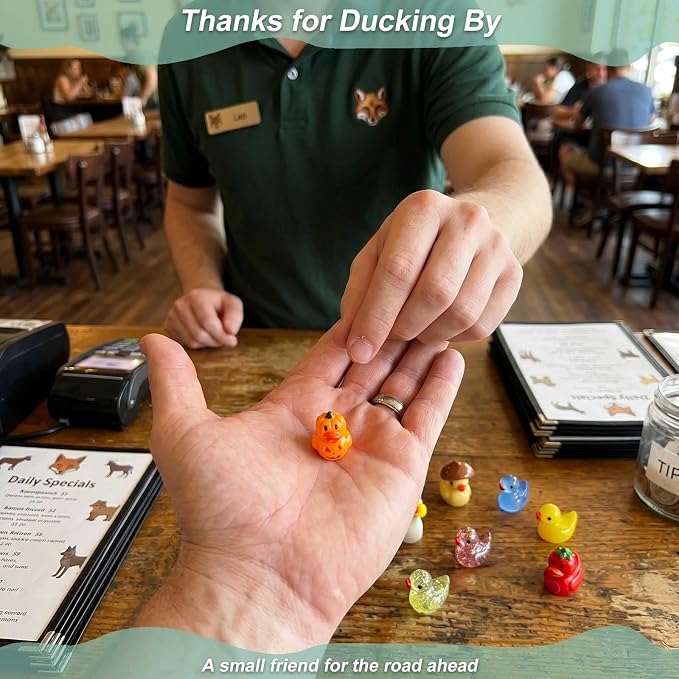 Novelty Vegetable Mini Resin Duck Figurines, 100 Pcs Miniature Ducks to Hide (50 Veggie & 50 Classic Assorted), Tiny Animals for Fairy Garden, DIY Crafts, Micro Landscape & Office Décor