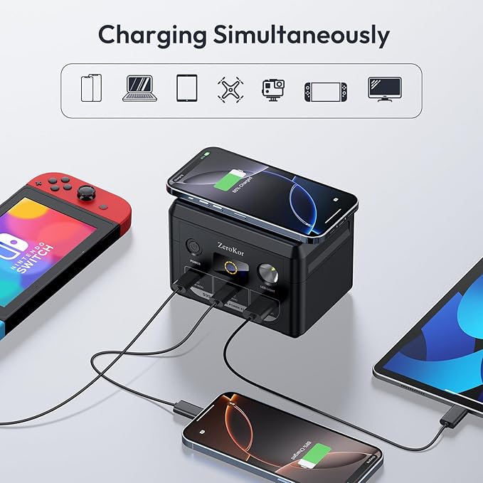 Portable Solar Power Generator with Panels, 300W 110V AC Outlet Power Station with Solar Panel 60W, 100W Power Bank USB C Fast Charging Battery Back for Camping Laptop Smart Devices RV Van Outdoors