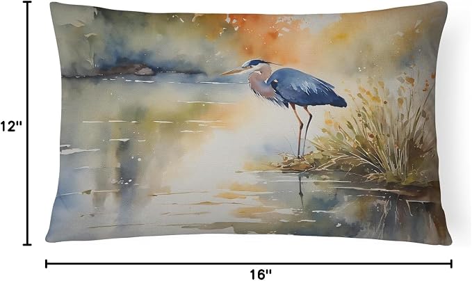 Caroline's Treasures DAC2847PW1216 Blue Heron Throw Pillow Machine Washable, Indoor Outdoor Decorative Pillow for Couch, Bed or Patio, 12HX16W