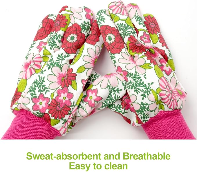 Ainiv Floral Gardening Gloves for Women/Ladies, Non-Slip Garden Work Gloves | Breathable Yard Work Glove Light Working Gloves