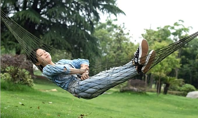 KNC Outdoor Travel Camping Sport Hammock, Army Green Net Mesh Nylon Sleeping Bed Swing with Hooks for Garden Beach Camping Hunting Hiking Traveling (Green)