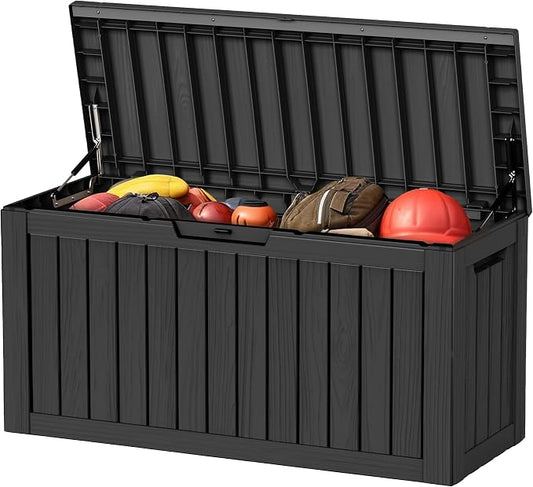 PatioZen 80 Gallon Resin Deck Box Outdoor Storage Box with Lockable Lid, Waterproof for Patio Cushions, Gardening Tools