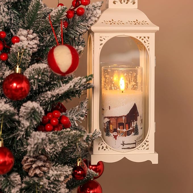 Christmas Flickering Flameless Candles with Remote, 3D Wick Battery Operated Candles, Real Wax in Glass LED Candles for Holiday Festival, Home, Gift