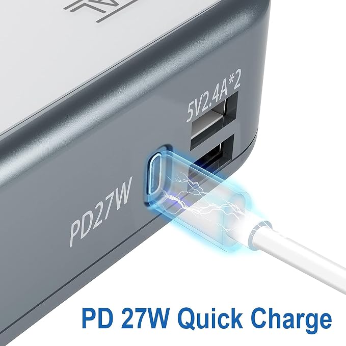 FOVAL 200W Car Power Inverter, DC 12V to 110V AC Car Laptop Charger Fast Charger Converter with [27W PD USB-C] & Dual USB Ports Multi-Protection Car Outlet Adapter Power Inverter for Vehicles