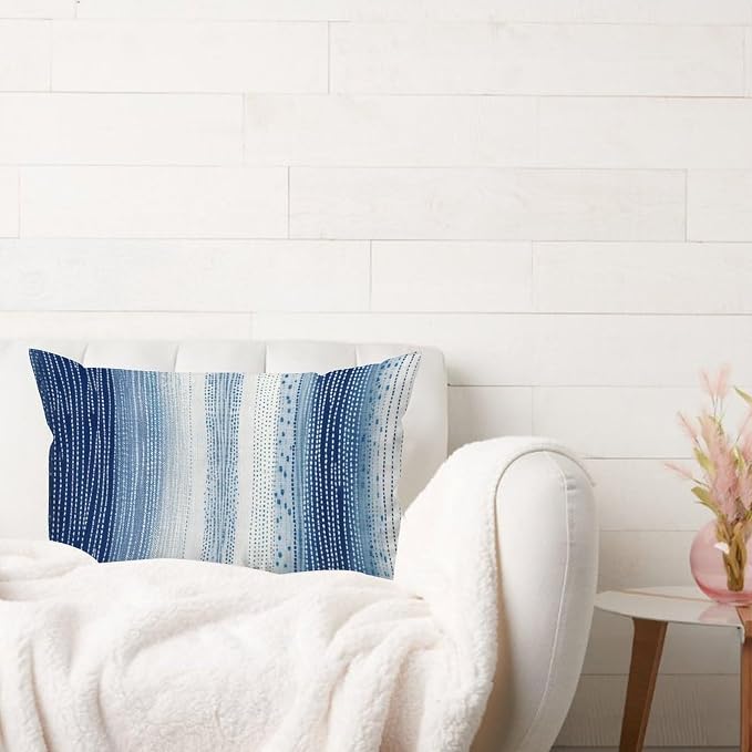 Lumbar Pillow Cases Antelope Aqua Animal Pillowcase Farmhouse White Blue Animal Strip Pillow Cover Accent Outdoor Garden Decoration for for Home Indoor Sofa Couch Decor 16x26in