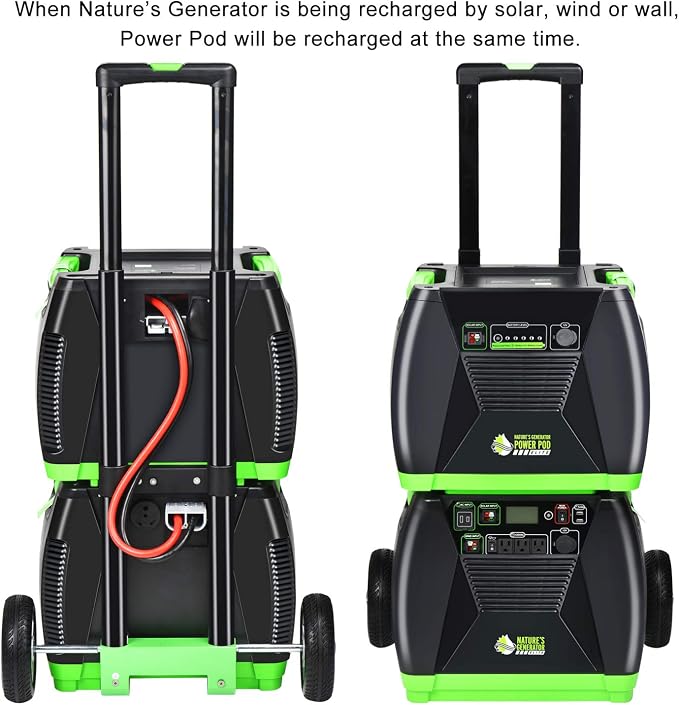 Nature's Generator Elite Platinum - WE System:3600W Solar & Wind Powered Pure Sine Wave Off-Grid Nature's Generator Elite+1200W Power Pod+4pcs 100W Solar Panel+ Wind Turbine