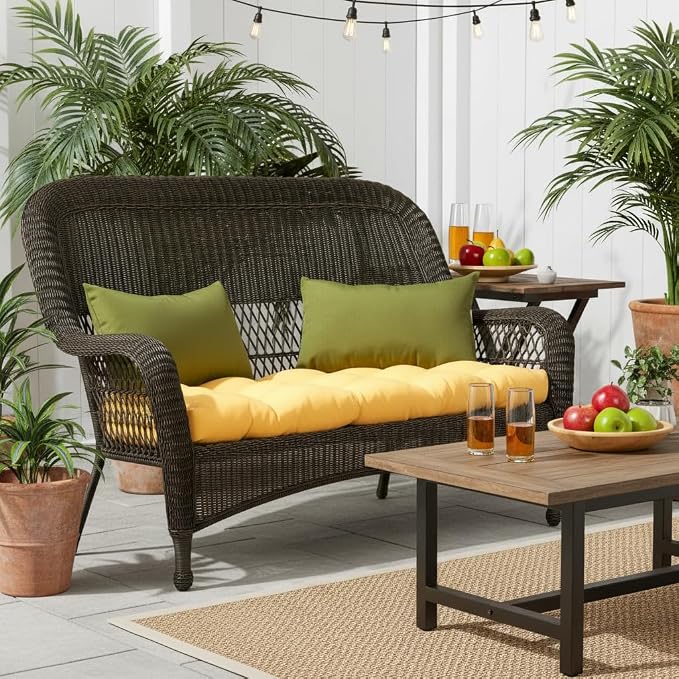 Set of 2 Outdoor Throw Pillows 19 x 12 Inch – Reversible Rectangle Patio Accent Pillows – Weather-Resistant Polyester Fabric – Eco-Friendly Recycled Polyfiber Fill – Hunter Green