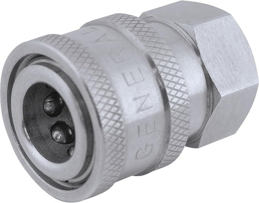 General Pump Pressure Washer Quick Coupler - 1/4in. Inlet, 5000 PSI, Stainless Steel, Model Number ND10072P