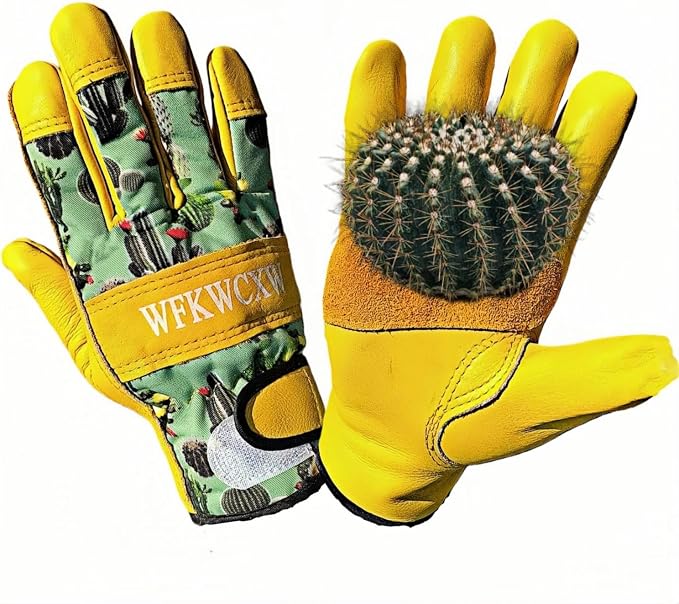 Cow Leather Gardening Gloves, Adjustable&Thorn Proof,Cactus Handling,Rose Pruning,Gardening Gifts For Women/Men