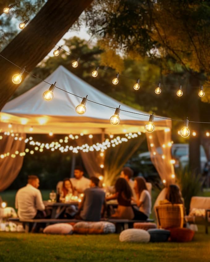Brightown Outdoor String Lights, 159FT G40 LED IP65 Waterproof Patio Lights | 75 Shatterproof Edison Bulbs, Plug-In, Dimmable, Connectable, Outside Light for Backyard Porch Party Christmas Decorative
