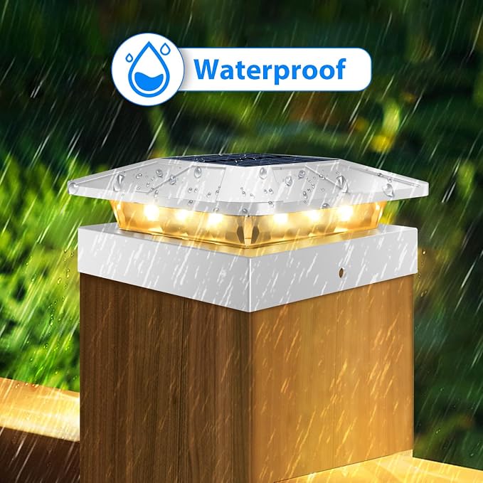 4x4 Solar Post Cap Lights Outdoor with 3 Modes, 20 Packs White Fence Light Solar Powered Waterproof, Wood/Vinyl Post Top Lights for Deck Yard Garden Patio Porch Outside