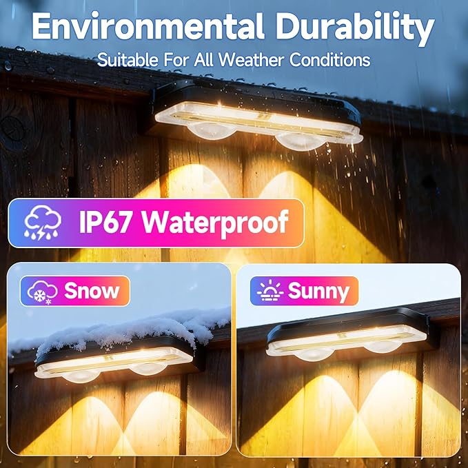 AHAWILL Outdoor Fence Lights,7 Fixed Colors & Color Changing Modes,IP67 Smart Fence Lighting with Remote Control,App Control,LED Light for Outdoor Decor,Wired 8 Packs (50ft)