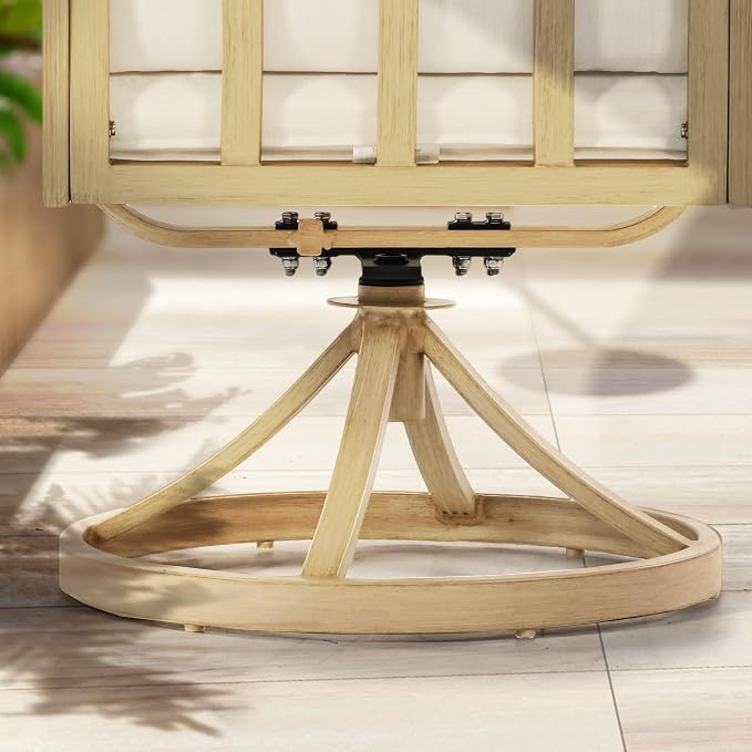 HAPPATIO 7 Piece Patio Swivel Dining Set, Aluminum Outdoor Dining Set for 6,Dining Table and Chairs Set, Patio Dining Furniture with Aluminum Table, Swivel Chairs and Washable Cushions (Beige)