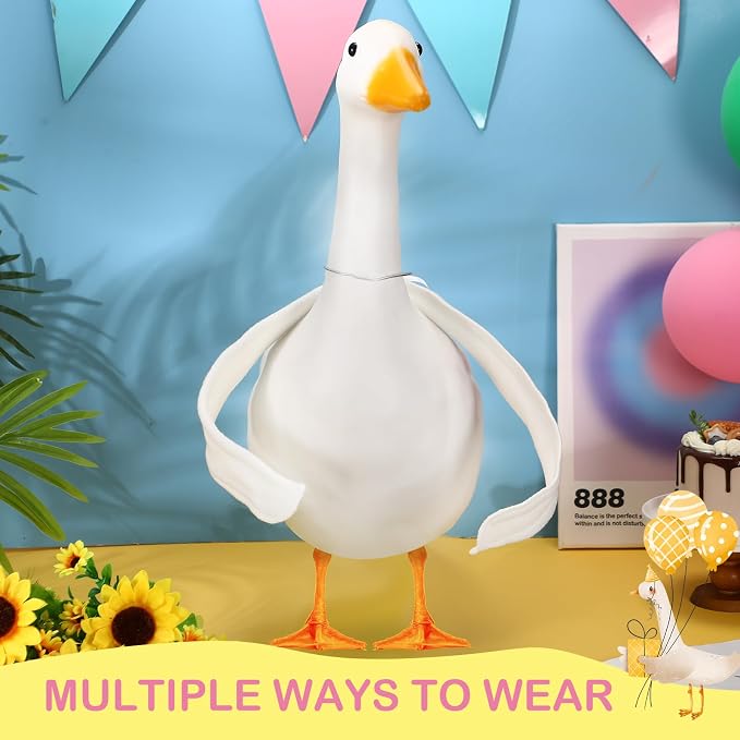 Abbylike 2 Pcs Poseable Goose Wings for 23”- 28" Porch Lawn Goose Outfit Accessories Poseable White Wings for Outdoor Patio Yard Lawn Art Decoration (Flat Edge)