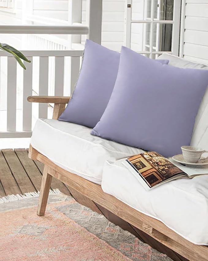 Outdoor Waterproof Throw Pillows Light Purple Solid Color Patio Pillows,Decorative Pillow Covers with Insert,Pillow Cushion Case for Garden Couch Sofa Minimalist Style