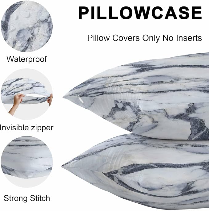 Abstract Marble Outdoor Pillow Covers 26x26 Inch Throw Pillow Covers Set of 2 Waterproof Decorative Pillow Cases Modern Ink Painted Aesthetics Luxury Cushion Covers for Patio Furniture Garden Couch